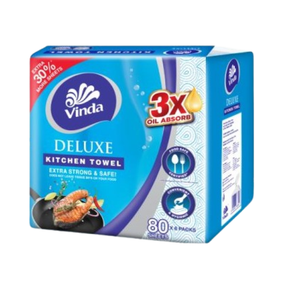 VINDA DELUXE SOFT PACK KITCHEN TOWEL 80S*6