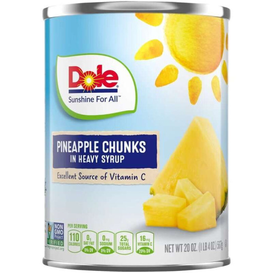 DOLE CANNED PINEAPPLE CHUNKS IN SYRUP 567GM