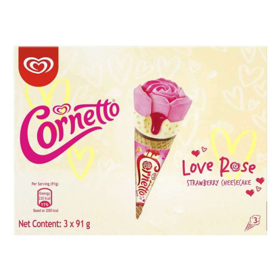 WALL'S CORNETTO ROSE STRAWBERRY 135ML*3