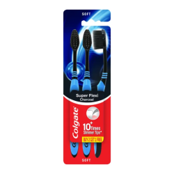 COLGATE TOOTHBRUSH SUPER FLEXI CHARCOAL 3'S COLGATE TOOTHBRUSH SUPER FLEXI CHARCOAL 3'S