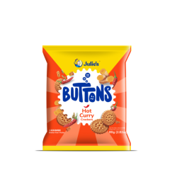 JULIE'S BUTTON HOT CURRY CRACKER 80GM JULIE'S BUTTON HOT CURRY CRACKER 80GM
