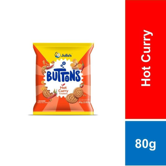 JULIE'S BUTTON HOT CURRY CRACKER 80GM