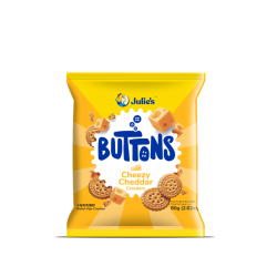 JULIE'S BUTTON CHEESE CHEDDAR CRACKER 80GM JULIE'S BUTTON CHEESE CHEDDAR CRACKER 80GM