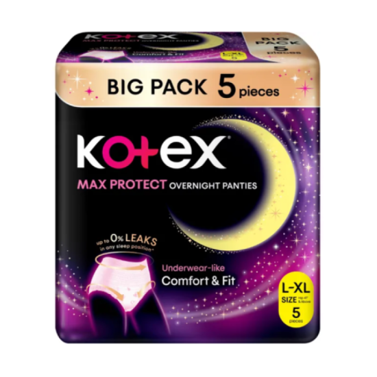KOTEX OVERNITE PANTIES L/XL 5'S