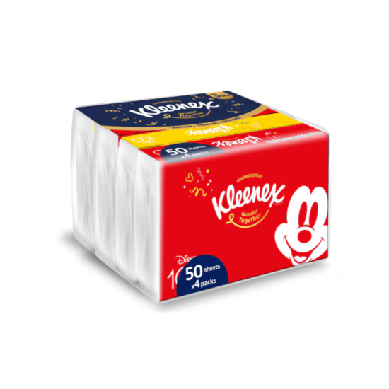 KLEENEX FACIAL TISSUE LIMITED SOFT PACK 3PLY 50s*4