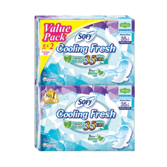 SOFY COOLING FRESH NITE SLIM WING 35CM 9'S*2