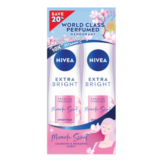 NIVEA WOMEN EXTRA BRIGHT MIRACLE SWEET 150ML*2