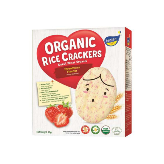 TENTEN ORGANIC RICE CRACKERS STRAWBERRY 40GM