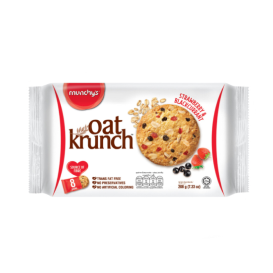 MUNCHY'S OAT KRUNCH STRAWBERRY & BLACKCURRANT 208G