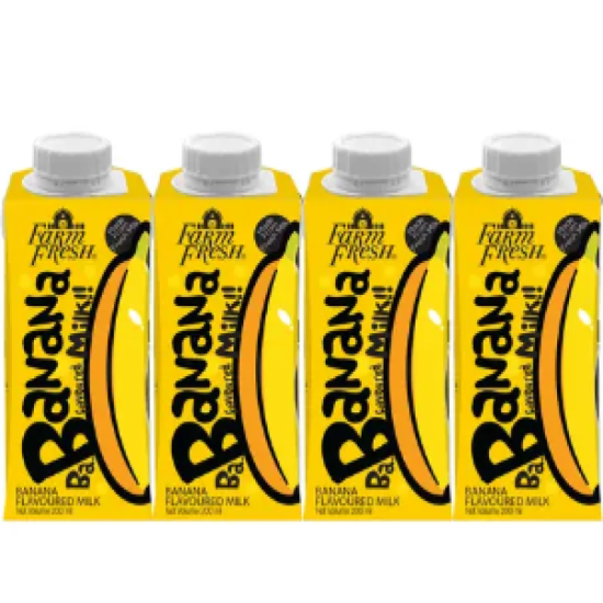 FARM FRESH UHT BANANA FLAVOURED MILK 200ML*4S