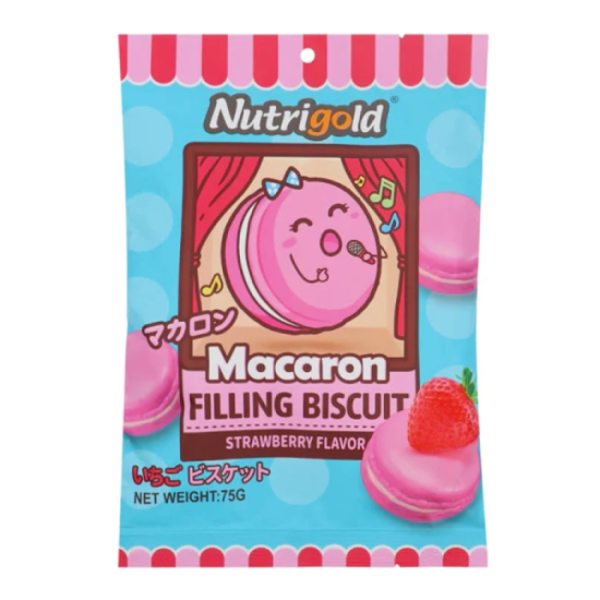 NUTRIGOLD MACARON BISCUIT STRAWBERRY 75GM