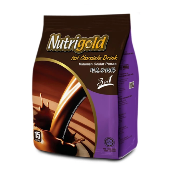 NUTRIGOLD 3IN1 HOT CHOCOLATE DRINKS 30GM*12'S