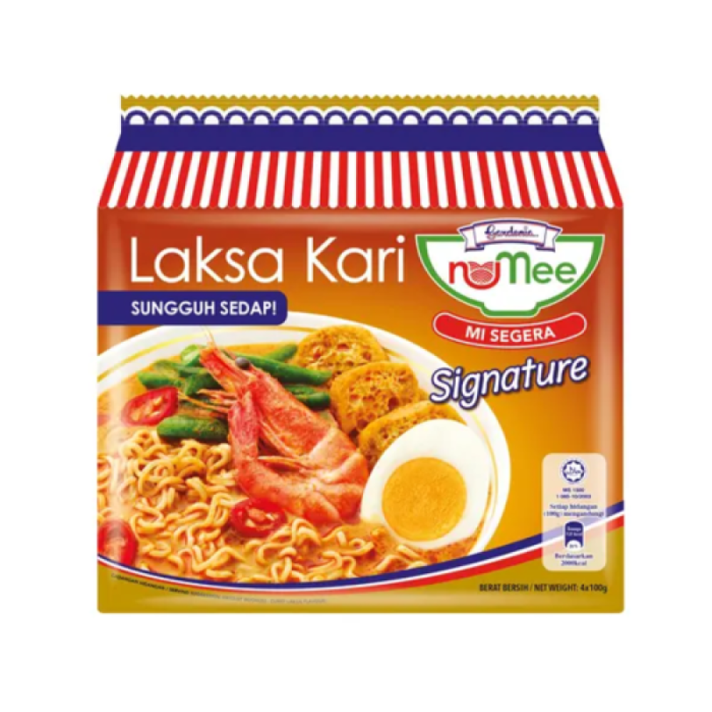 NUMEE SIGN. INS NOODLE LAKSA CURRY 100GM*4