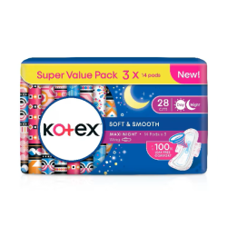 KOTEX S/SMOOTH MAXI NITE WG 28CM 14s*3