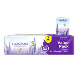 CARINA LAVENDER HANDKERCHIEFS TISSUE 8`S*10*3 CARINA LAVENDER HANDKERCHIEFS TISSUE 8`S*10*3
