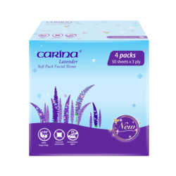 CARINA LAVENDER SOFT PACK FACIAL TISSUE 50'S*4 CARINA LAVENDER SOFT PACK FACIAL TISSUE 50'S*4