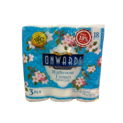 ONWARDS BATHROOM TISSUE 3PLY 9696'S*18R ONWARDS BATHROOM TISSUE 3PLY 9696'S*18R