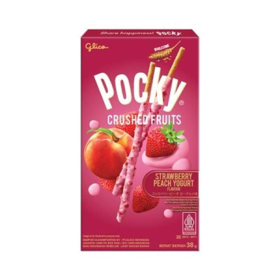 POCKY CRUSHED FRUITS SBERRY PEACH YOGURT 38GM