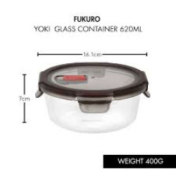 FUKURO YOKI BOROSILICATE GLASS CONTAINER 620ML ROU