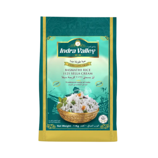 INDRA VALLEY 1121 SELLA CREAM BASMATHI RICE 1KG