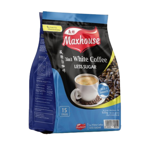 MAXHOUSE 3IN1 WHITE COFFEE LESS SUGAR 35G*15