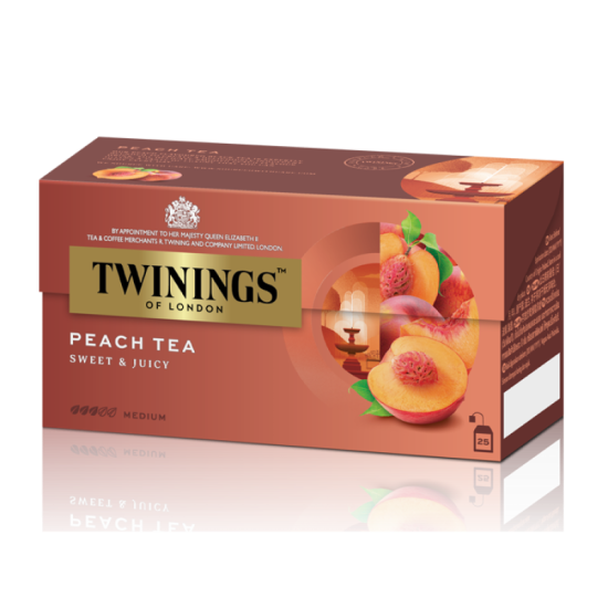 TWININGS PEACH FLAVOUR TEA 2GM*25'S