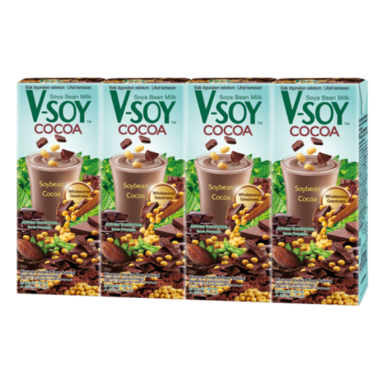 V-SOY UHT SOYA BEAN MILK - COCOA 200ML*4'S