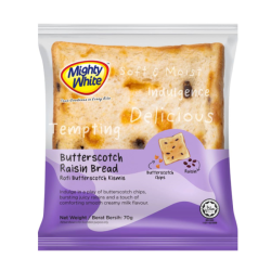 MIGHTY WHITE BUTTERSCOTCH RAISIN BREAD 70GM MIGHTY WHITE BUTTERSCOTCH RAISIN BREAD 70GM