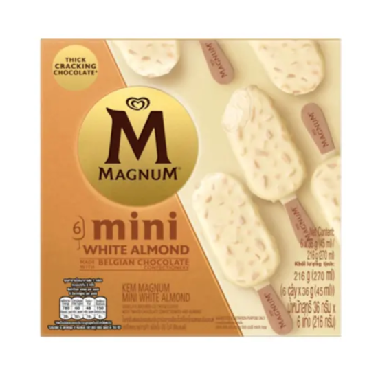 WALL'S MAGNUM MINI WHITE ALMOND 45ML*6