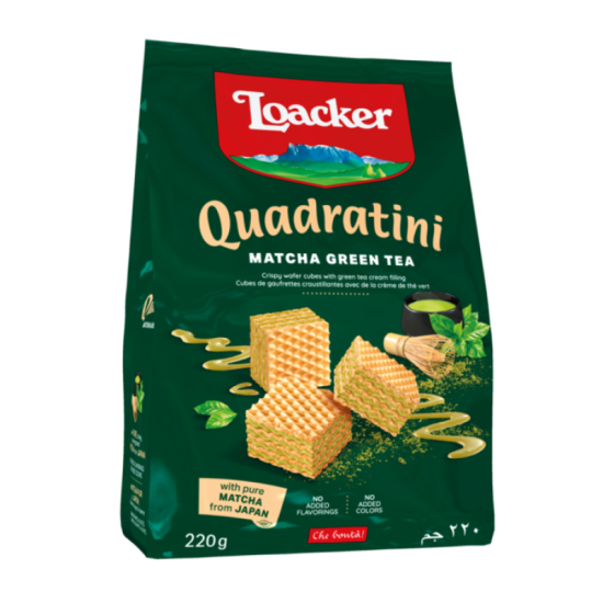 LOACKER QUADRATINI MATCHA GREEN TEA 220GM