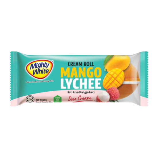 MIGHTY WHITE CREAM ROLL MANGO LYCHEE 50GM