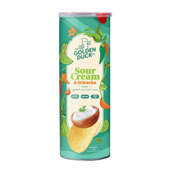 THE GOLDEN DUCK CRISPS SOUR CREAM&SRIRACHA 125GM