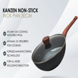 FUKURO KANZEN FORGED N/S WOK PAN WITH LID 30CM
