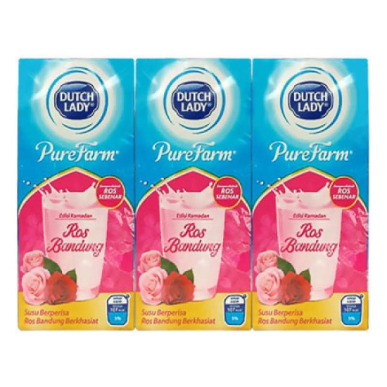 DUTCH LADY PUREFARM UHT ROSE BANDUNG 200ML*6'S