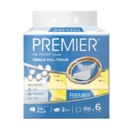 PREMIER SINGLE PULL TISSUE (2PLY) 150S*6 PREMIER SINGLE PULL TISSUE (2PLY) 150S*6