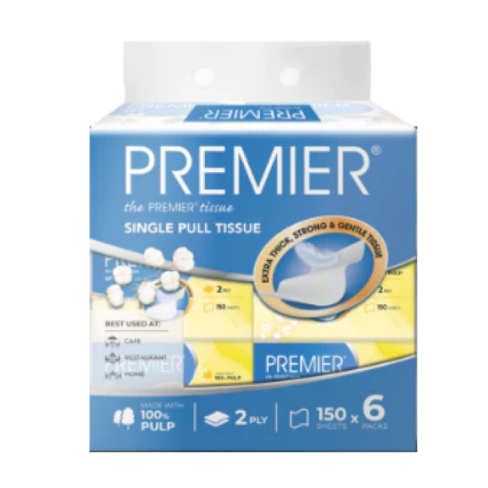 PREMIER SINGLE PULL TISSUE (2PLY) 150S*6