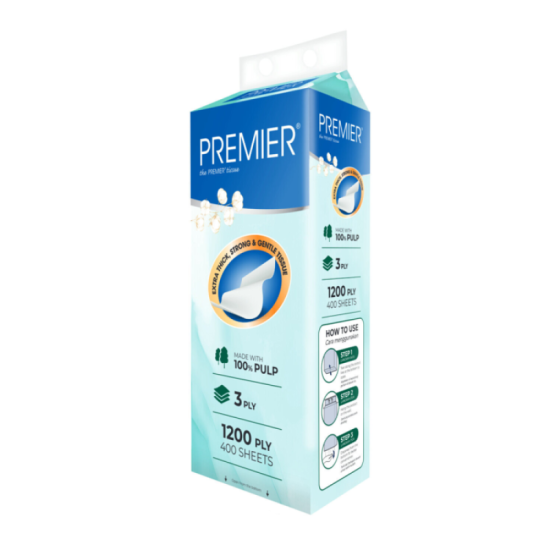 PREMIER SOFT PACK (3PLY) BOTTOM PULL TISSUE 400S