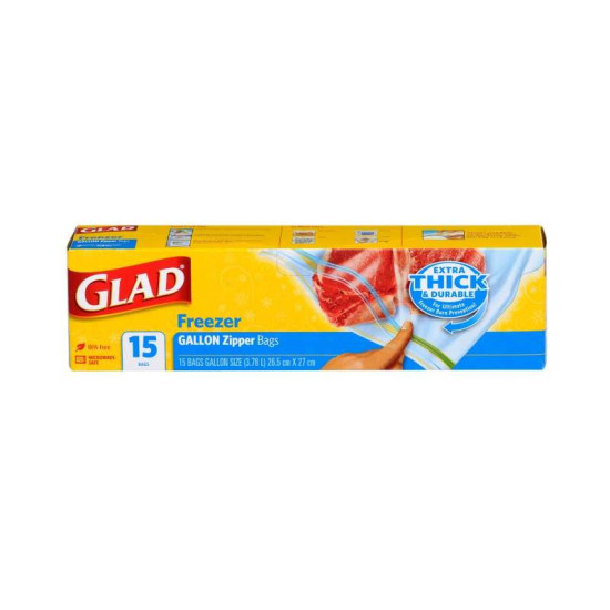 GLAD FREEZER ZIPPER GALLON 15CT