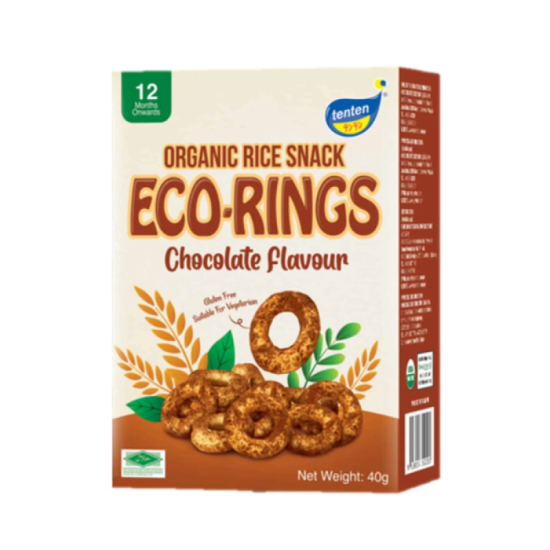 TENTEN ORGANIC RICE SNACK ECO-RINGS CHOCOLATE 40G