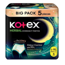 KOTEX O/NITE PANTIES HERBAL L/XL SIZE 5s