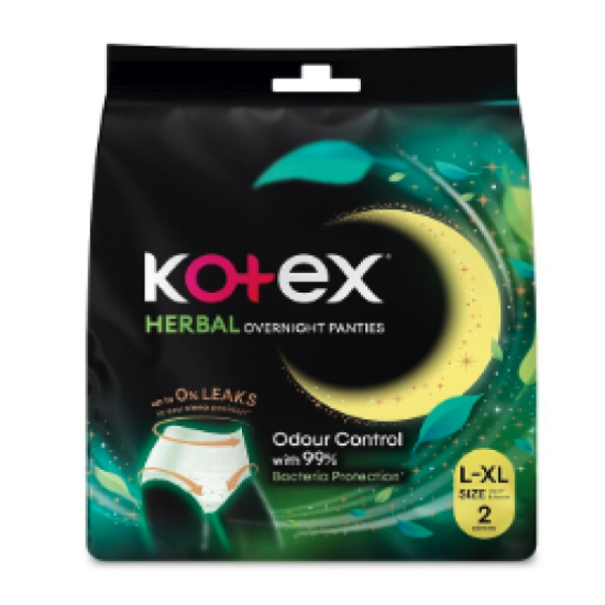 KOTEX O/NITE PANTIES HERBAL L/XL SIZE 2s