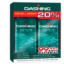 DASHING DEO B/SPR (T/P) ACTIVE SPRITZ 125ML*2