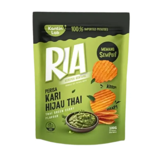 RIA POTATO CHIPS THAI GREEN CURRY 100GM