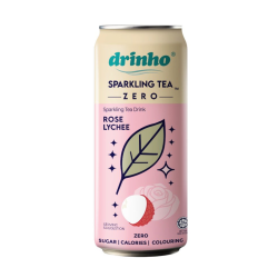 DRINHO SPARKLING TEA ZERO ROSE LYCHEE  320ML DRINHO SPARKLING TEA ZERO ROSE LYCHEE  320ML