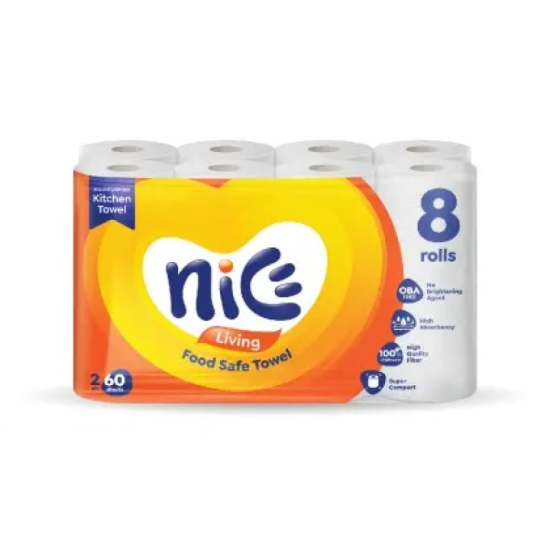 NICE KITCHEN TOWEL 2 PLY 60'S*8