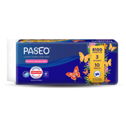 PASEO BATHROOM ROLL BUTTERFLY 10 3PLY 190S*10 PASEO BATHROOM ROLL BUTTERFLY 10 3PLY 190S*10