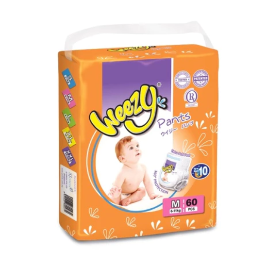 WEEZY JUMBO PACK DISPOSABLE BABY PANTS M60