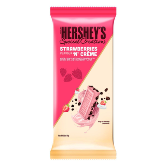 HERSHEY'S BAR S/CREATIONS STRAWBERRY N CREME 90GM