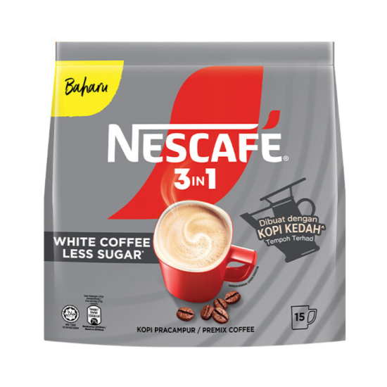 NESCAFE 3IN1 WHITE COFFEE LESS SUGAR 27G*15'S