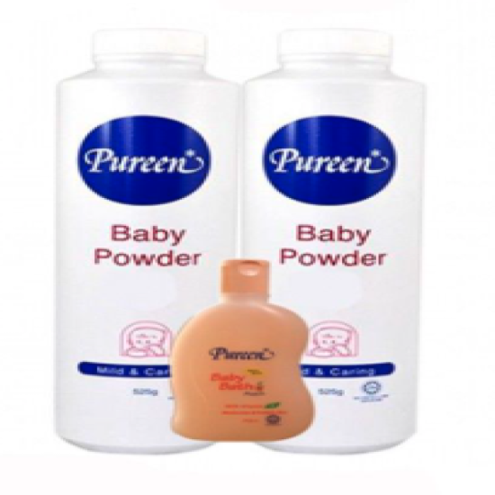 PUREEN BABY POWDER 2X525G WITH (PEACH BATH)
